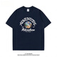BEBW American fashion brand summer printed short-sleeved T-shirt men's 2024 new loose retro versatile base shirt casual top dark gray T-shirt-3884 S [75-95Jin[Jin equals 0.5 kg]]