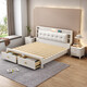 Yu feiqi nordisch massives Holzbett Doppelbett moderne einfache Hochkasten Nachtlichtladebett 9902# Einzelbett [mit Licht mit Buchse] 1,8*2,0 m (Rahmenmodell)