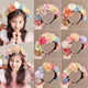 Beautifully made children's imitation hairpin Hanfu garland hair accessories girl flower headband ethnic style little girl hairpin headband fairy garland 1 hairpin flower headband (random color)