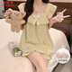 Xiangyaxin-Pyjamas mit Brustpolster für Frauen im Sommertag Student Hosentender Kurzfilme Süßes und niedliches, farbiges Mädchen Dünne Heimkleidung Set 9906 Schwarzer Plaid XL 115-125jin [Jin ist 0,5 kg]