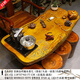 Tea table with mouth-carved tree roots, golden silk nanmu root carving tea table, tea table, camphor wood special-shaped wood carving living room carving flowing water tea art table 2 MH9864