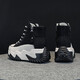 
AI genuine leather dad shoes for women 2024 autumn and winter new thick sole women's shoes sports and casual shoes soft sole travel shoes black [added fleece] WZZS677 36
