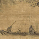 明张观柳艇图古代山水画卷轴名画复仿古画中式挂画 元吴镇竹泉小艇12051 30X52厘米（喷绘画心尺寸） 装裱