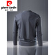 Pierre Cardin heavyweight Milan color spring and autumn new four-button Henry collar men's long-sleeved T-shirt business top bottoming shirt knitted dark gray L 175/92A