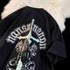 Футболка с короткими рукавами Poum Men's Summer's Summer Pure Cotton 220G Cross High Street Mrendy Brand Balleaded Pussy и свободная футболка с половиной рукава YSXS-CM1484 Black XL