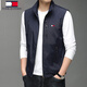 TOME BORNEK Tommy Hommes Printemps et Automne Mince Col Montant Gilet Veste Gilet Extérieur Polyvalent Décontracté Sans Manches Gilet Extérieur Mode 686 Bleu M Poids Recommandé 100-115 Jin Jin est égal à 0,5 kg