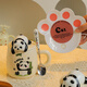 Busy farmer mug for girls, good-looking souvenir, ceramic mug with lid and spoon, panda birthday gift, cute gift box, giant panda (lid + exclusive spoon) sitting