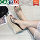 CARTELO brand internet celebrity slippers lazy people wear 2025 sandals rhinestones summer sponge cake heels high heels thick-soled women's sandals off-white - fat feet shot one size 35