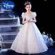 Vestido de noche de Disney Girls 2024 Nuevo princesa de alta gama Princesa Bode Flower Fiesta Fiesta de cumpleaños Show Piano Performance Disfraz White 160