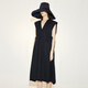 Moins de printemps Robe française avec tempérament en V en V en V Vaise arrière sans manche 2N3G12250 409 / noir et bleu foncé