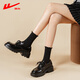 
Huili small leather shoes 2025 new spring and summer women's shoes French thick sole high heel British black versatile love jk shoes black four seasons 37