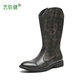 Yibaijian Western Cowboy -Stiefel Männer mongolische Reitstiefel hohe Rohrstiefel Pferdestiefel hohe Top -Stiefel hohe Top -Motorrad -Lederstiefel Herrenstiefel schwarz 42