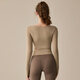 LULU CENTURY Autumn new style yoga top with chest pad for women, Pilates waist tightening sports fitness clothing, tight slimming sports long sleeves, Khaki M