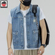 
AEMAPE Apple Spring and Summer New Working Denim Vest Men's Japanese Trendy Brand Loose Light Color Large Size Sleeveless Vest Jacket 6232# Light Blue M (Suggested 115-130Jin [Jin equals 0.5 kg])