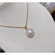 Anxuan Seawater White Mabei 13mm Pearl Necklace and Earrings Set Aurora Mirror Simple and Versatile Seawater 12-13mm Mabei Pearls
