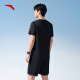 ANTA quick-drying suit丨Men's sports short-sleeved shorts summer running suit football suit training suit two-piece morning training suit [small logo on chest] basic black 7201-6XL/180