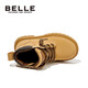 Belle children's shoes, winter warm children's boots, boys' Martin boots, girls' velvet short boots, leather boots, camel color size 34