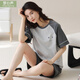 Mengxinsheng Brand Pure Cotton Pajama для женщин в летних шортах с короткими рукавами.