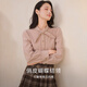 Xiangying pink long-sleeved shirt for women 2025 winter new bow collar age-reducing loose light workplace commuting shirt silver peony S