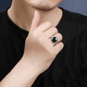 Cuiyingfu S925 silver-inlaid natural A-grade jade black jade egg-face ring ice jade ring men's ring adjustable D695 black jade ring D695 adjustable