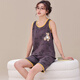 Liushan Summer Women's Pajamas Set Sleeveless Shorts Plus Fat 200 Jin [Jin equals 0.5 kg] Large Size Pure Cotton Sleeve Summer Women's Vest Home Suit Orange Red Vest Q1355 Plaid Duck XL Standard [110-120 Jin [Jin equals 0.5 kg]]