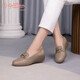 Goldlion New Year's gift women's shoes mother's shoes pumps wedge heel round toe loafers G662330071 apricot 36