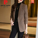 Pierre Cardin Wool Suit Jacket Women's Winter Thickened 2025 New Autumn and Winter High-Quality Temperament Casual Women's Woolen Suit Black Suit XL