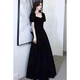 Yun Qiang Yicai Dress Music Student Black Evening Dress Light Luxury Slim Customized French Princess Long Banquet Performance XXL
