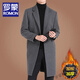 Romon Wool Coat Mid-longitud de medio de edad coreana de mediana edad y jóvenes Windbreaker New Winter Bool Coat Men's Negro (40% de lana) L (175)
