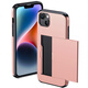 
Muhou right push storage card bag suitable for 15promax mobile phone case Apple 14plus with card box iPhone 13 portable hidden money ID 12 card case can be installed with key 11 Golden iPhone 14