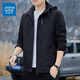Jeanswest veste décontractée printemps et automne nouveau style 2025 veste à la mode veste à capuche simple veste polyvalente hommes 6628 Gris foncé [printemps et automne] 3xl