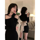 Yi Jingxuan (Yijingxuan) Pure heiße Mädchen Beugen Langarm Kleid Damen Herbst sexy schwarz hohle enge schlanke und butt nachtclub Hauptbild S 85-95jin [Jin gleich 0,5 kg]
