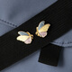 EKUSTYEE butterfly small brooch for women, cute collar pin, anti-exposure buckle, creative pin buckle, simple and versatile clothing neck accessories, a pair of three-color wing brooches + gift box