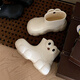 Thin strips (XIXITIAO) play with water on rainy days, anti-slip cute rain boots eva thick sole four seasons universal big eyes women wear rain boots off white single layer [cartoon big eyes] 36 36-37 large size 1