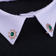 Jack Viney European and American Rudder Neck Pin Brooch Shirch Shirt Colding Bouthing Clip Retro Retro Crystal Pin Trend Une paire d'anniversaire K LW Royal Blue Diamond