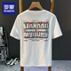 Luo Meng high-end summer thin American short-sleeved T-shirt men's trendy letter printed round neck versatile loose T-shirt top 9909 white (2025 new style) M suitable for weight 95-108 Jin Jin equals 0.5 kg.