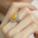 BOIGO925 silver amber beeswax ring women's retro luxury new Chinese style high-end open ring
