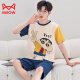 
Cat Man (MiiOW) pure cotton men's pajamas for teenagers loose large size home clothing suit summer short-sleeved cartoon summer men's style short-sleeved shorts - Q1396 light green little white teenager version - L size [85-95Jin [Jin equals 0.5 kg]]