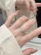 9999 pure silver small sugar cube ring for women sterling silver zircon open adjustable ring high-end luxury light square diamond tail ring 999 sterling silver open small sugar cube diamond ring