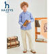 HAZZYS brand children's clothing boys' shirt spring new classic lapel simple handsome fashion casual long-sleeved shirt ice crystal blue 130cm