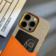 Yichao geeignet für iPhone16pro Apple 15 Promax-Kartenhülle iPhone14pro Kontrastpigmentleder-Leder-Spleiß 13 Kartenbeutel Schutzhülle 12 High-End plus Männer- und Frauenhülle [Orange + Gray] Dual-Pair-Karten-Magnethülle iPhone 16 Pro