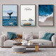 Long temps pas de voir la décoration de salon peinture moderne sofa sofa fond mur suspendu peinture de paysage en mer triple peinture murale