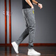 Zengzhi Koreanische Version der zerrissenen Jeans Trendy Retro Hosen für Männer strecken schlanke Füße für Männer 2025 Sommer -Casualhosen 6636 Grau + 6636 Black 2 Strips 27 Taillenumfang 2 Fuß