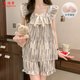 Xiangyaxin-Pyjamas mit Brustpolster für Frauen im Sommertag Student Hosentender Kurzfilme Süßes und niedliches, farbiges Mädchen Dünne Heimkleidung Set 9906 Schwarzer Plaid XL 115-125jin [Jin ist 0,5 kg]
