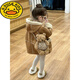 G.DUCKKIDS Little Yellow Duck Girls' Lamb Wool Jacket 2025 Autumn and Winter New Children's Fur All-in-One Coat Thickened and Warm Brown Brown Velvet 100cm