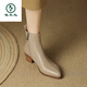 Pehorvecker de oveja con tacón grueso botas cortas para mujeres 2025 otoño y invierno Nuevas botas de martin martin martin lista de color de color caqui 37