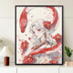 TVAJdiy钻石画填充满钻国潮新中式蛇年新年少女手工带框装饰画 YJ13533 圆钻-画布70X90厘米+工具