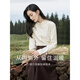 Yinmandong Women's Retro Style Pastoral Ruffled Stand Collar Metal Button Retro Versatile Long Sleeve Shirt Beige-M