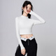 NOME bottoming shirt for women 2026 early spring new style short high collar, inner and outer wear, navel-baring bottoming long sleeves, black M