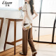 Egger embroidered fashion suit for women 2024 summer new fashion simple slim casual pants two-piece suit coffee color M [recommended within 100Jin [Jin equals 0.5kg]]